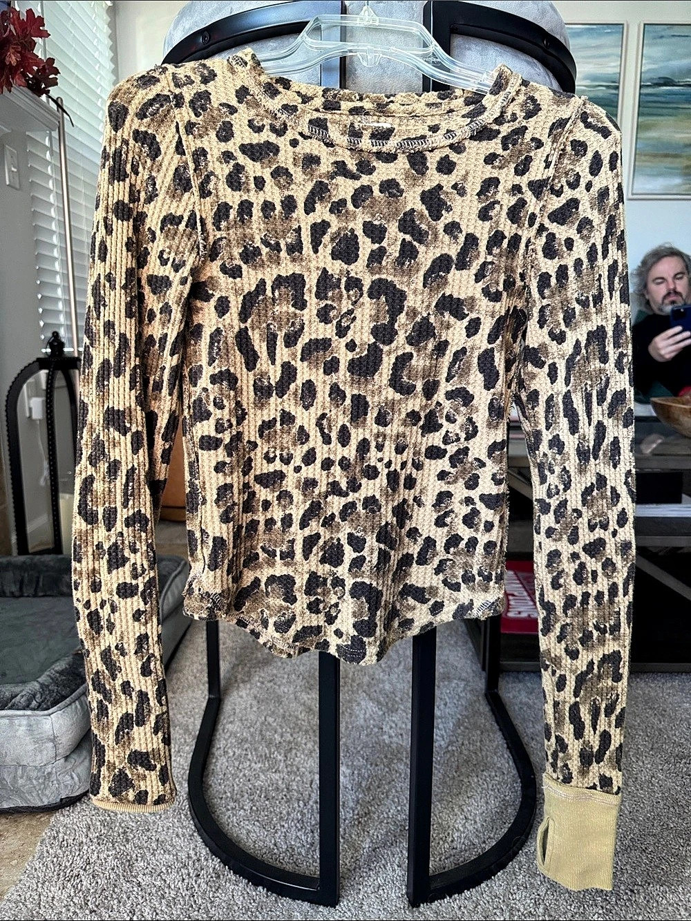 Free People Cheetah Long Sleeve Animal Print Top Size XS NWT